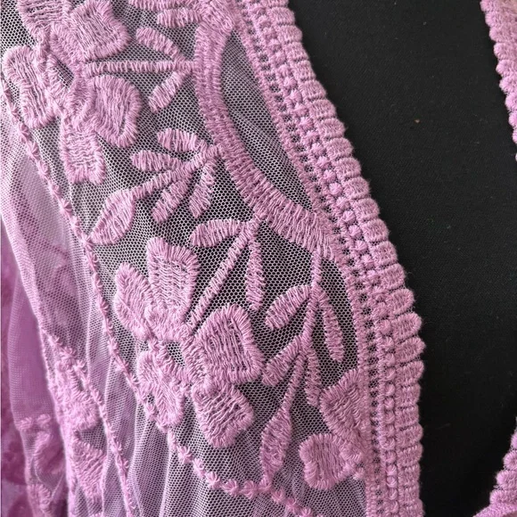 Swimsuit Coverup Lavender Purple Lace Sheer Design NWT - Picture 3 of 5